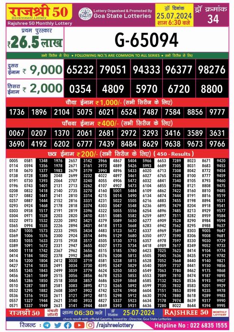 rajshree 50 monthly lottery