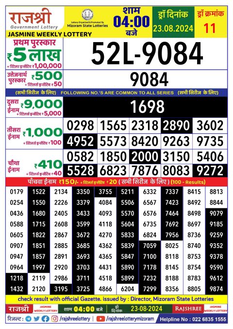 Rajshree Lottery Result Today