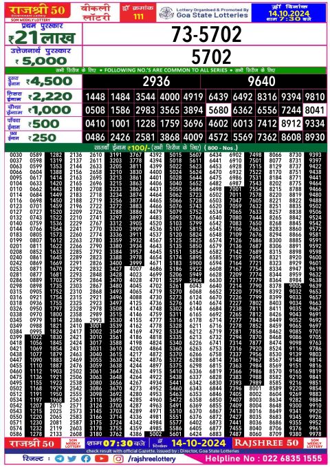 Rajshree Lottery Result Today