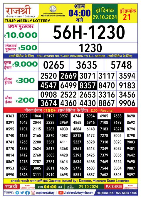 Rajshree Lottery Result Today