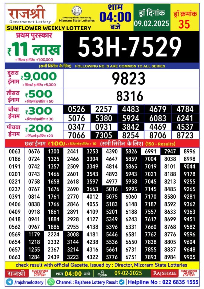 Rajshree Lottery Result Today