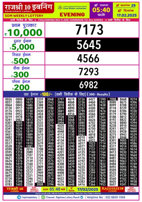 Rajshree Lottery Result Today