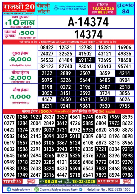 Rajshree Lottery Result Today