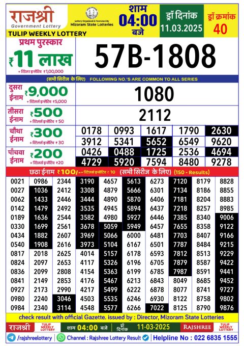 Rajshree Lottery Result Today