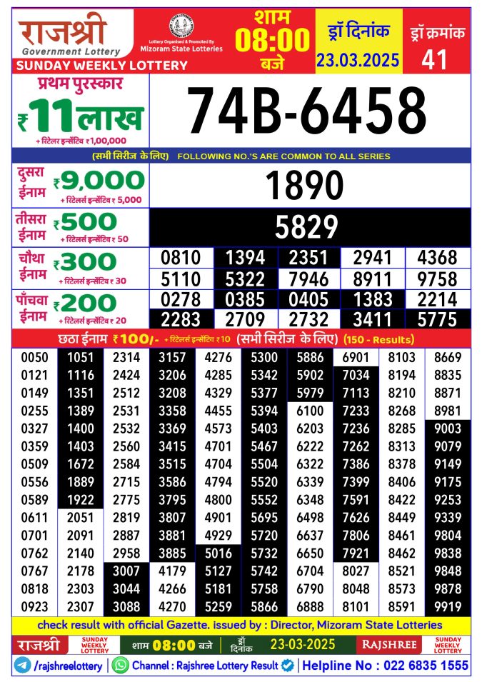 Rajshree Lottery Result Today